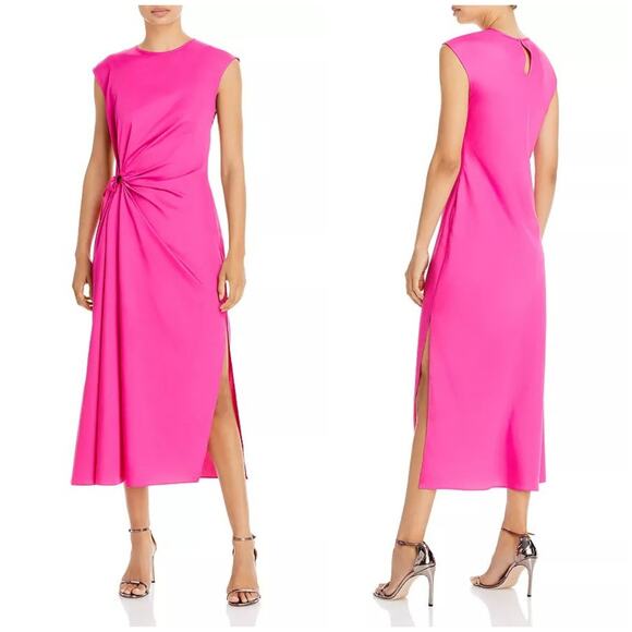 DEREK LAM 10 CROSBY Alba Keyhole Midi Dress Pink | 2 - Picture 1 of 11